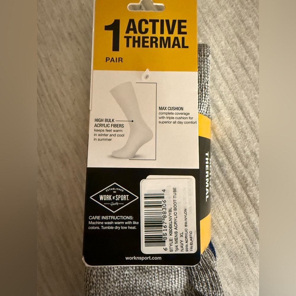 Work n Sport Men’s Active Thermal Socks - Picture 2 of 5